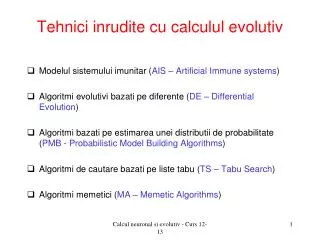 tehnici inrudite cu calculul evolutiv