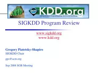 SIGKDD Program Review sigkdd kdd