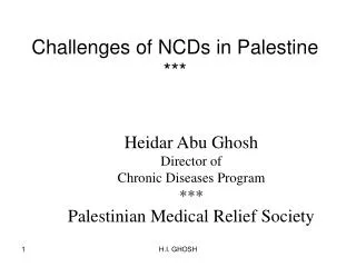Challenges of NCDs in Palestine ***
