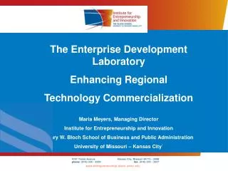 The Enterprise Development Laboratory Enhancing Regional Technology Commercialization