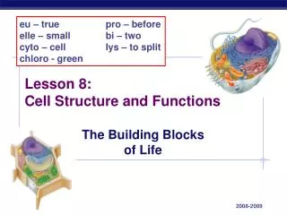 Lesson 8: Cell Structure and Functions