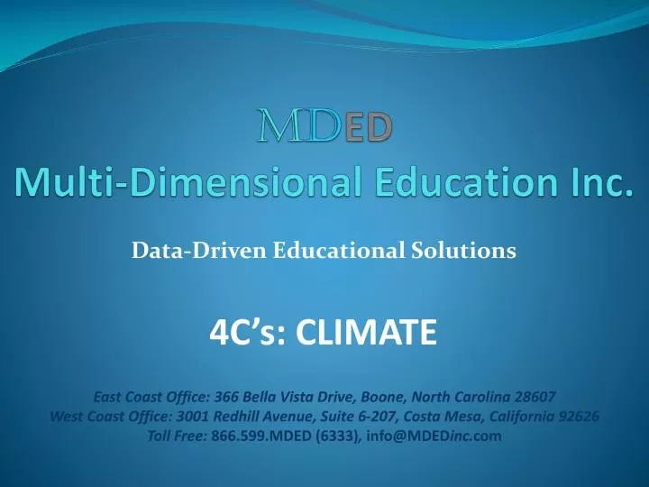 m d ed multi dimensional education inc