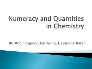 Numeracy and Quantities in Chemistry