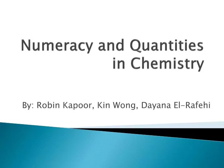 numeracy and quantities in chemistry