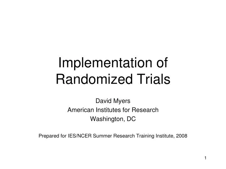 implementation of randomized trials