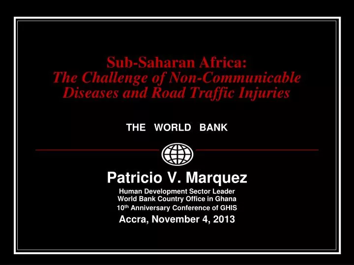 sub saharan africa the challenge of non communicable diseases and road traffic injuries