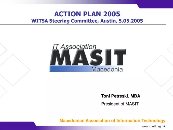 action plan 2005 witsa steering committee austin 5 05 2005