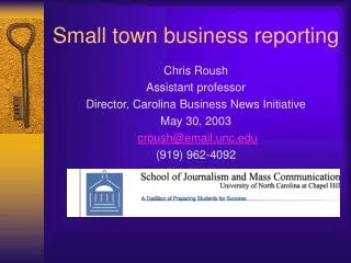Small town business reporting