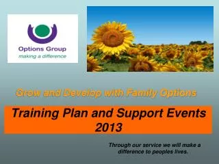 Training Plan and Support Events 2013