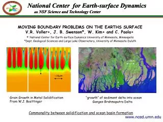 MOVING BOUNDARY PROBLEMS ON THE EARTHS SURFACE V.R. Voller+, J. B. Swenson*, W. Kim+ and C. Paola+