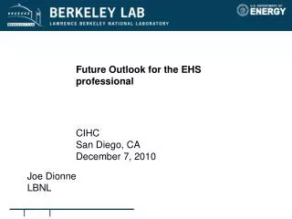 Future Outlook for the EHS professional