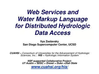 Web Services and Water Markup Language for Distributed Hydrologic Data Access