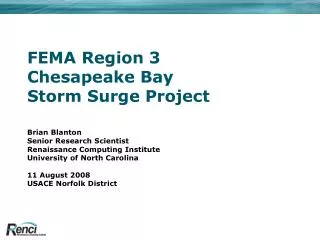 FEMA Region 3 Chesapeake Bay Storm Surge Project