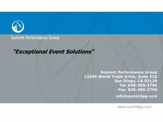 “Exceptional Event Solutions”