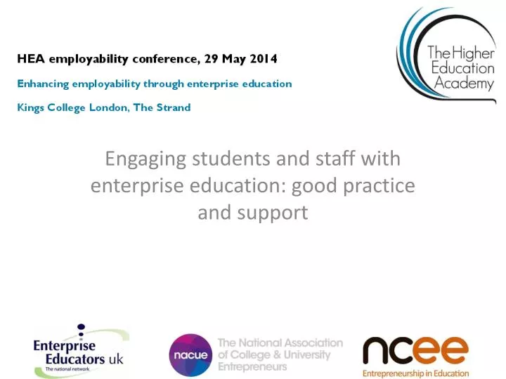 engaging students and staff with enterprise education good practice and support