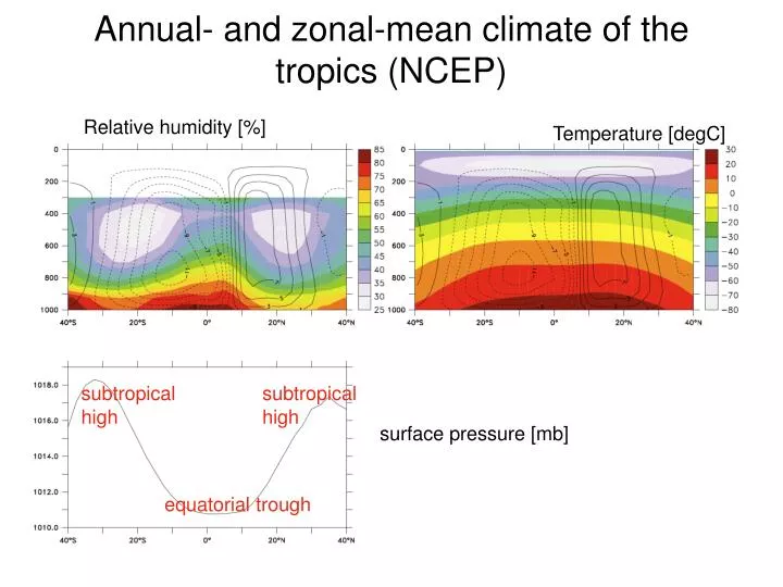 annual and zonal mean climate of the tropics ncep