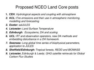 Proposed NCEO Land Core posts