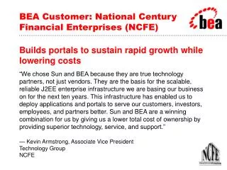 BEA Customer: National Century Financial Enterprises (NCFE)