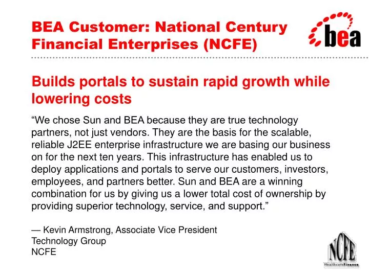 bea customer national century financial enterprises ncfe