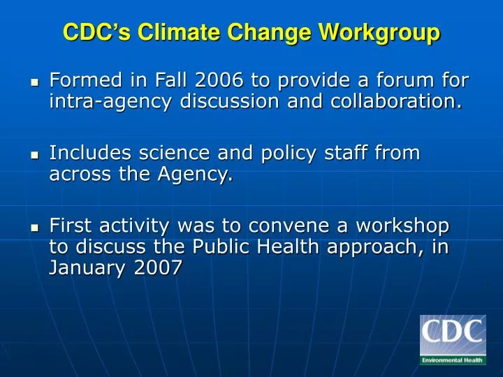 cdc s climate change workgroup