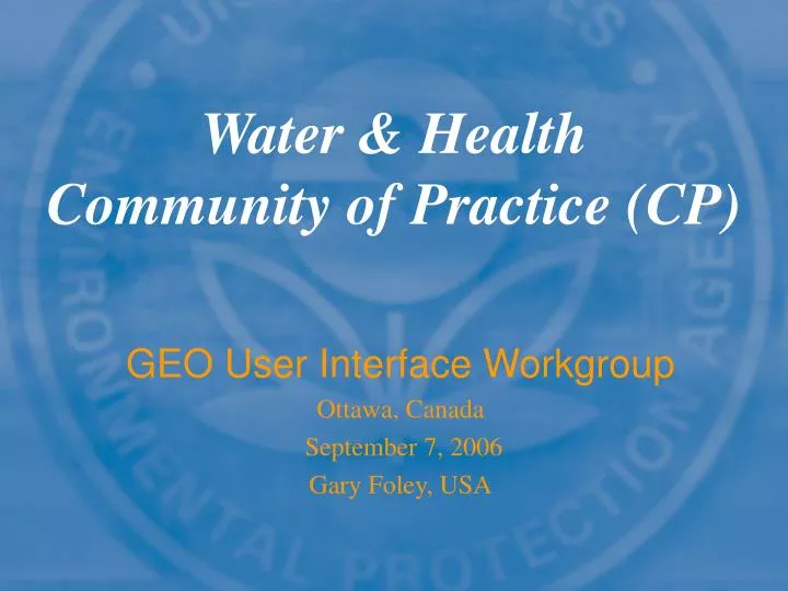 water health community of practice cp
