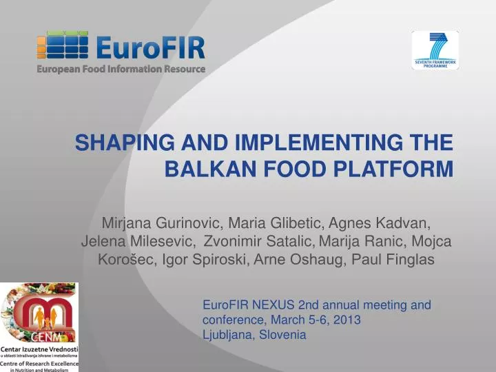shaping and implementing the balkan food platform