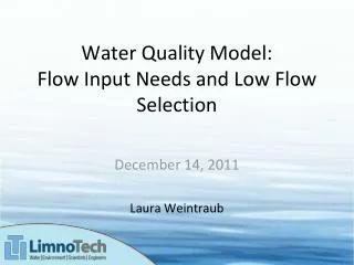 Water Quality Model: Flow Input Needs and Low Flow Selection