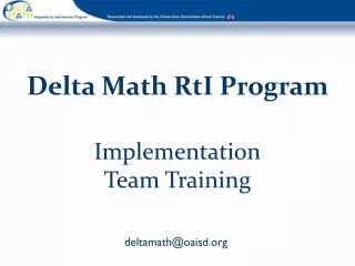 Delta Math RtI Program Implementation Team Training