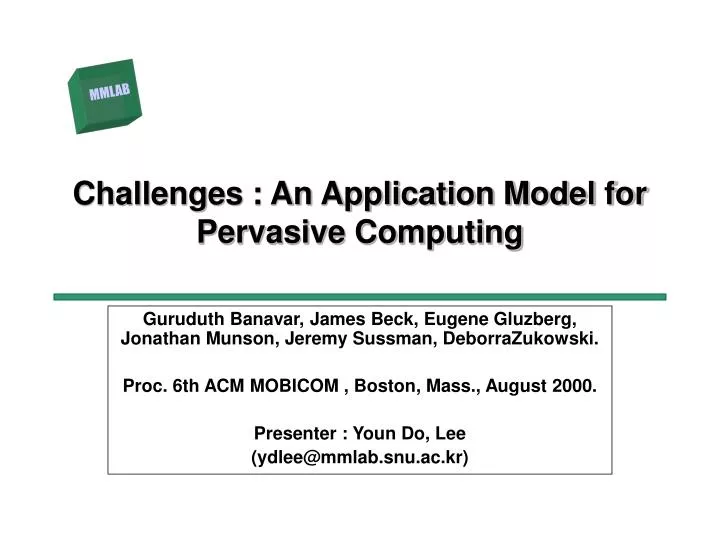 challenges an application model for pervasive computing
