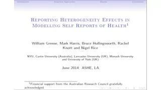 Inflated Responses in Self-Assessed Health Mark Harris Department of Economics, Curtin University