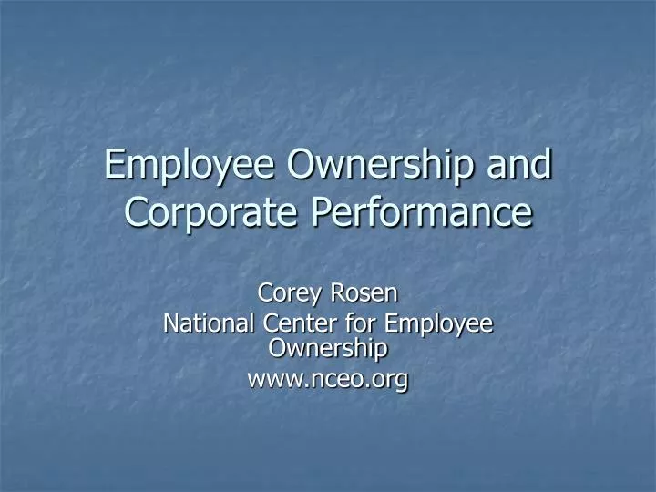 employee ownership and corporate performance