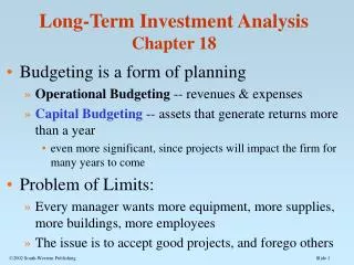 Long-Term Investment Analysis Chapter 18