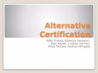 Alternative Certification