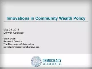 Innovations in Community Wealth Policy