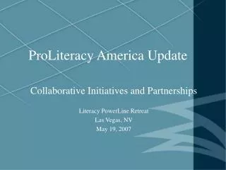 ProLiteracy America Update