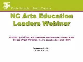 NC Arts Education Leaders Webinar