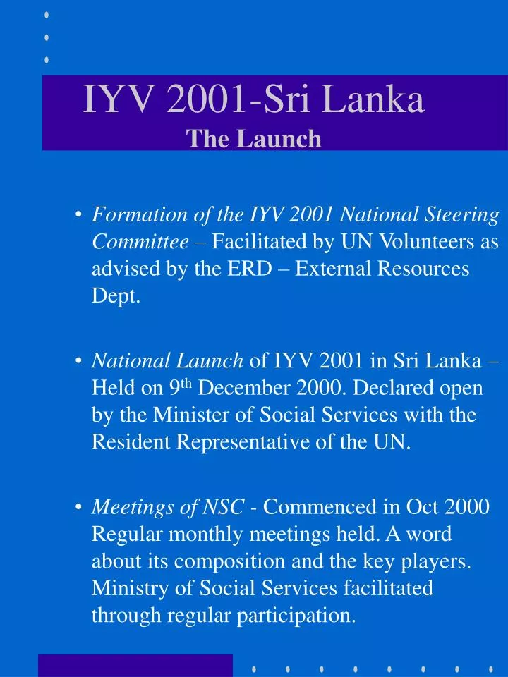 iyv 2001 sri lanka the launch