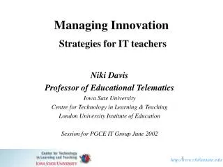 Managing Innovation Strategies for IT teachers