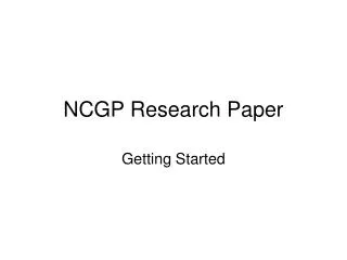 NCGP Research Paper