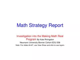 Math Strategy Report