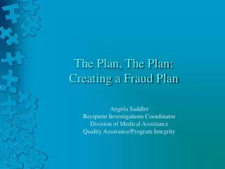 The Plan, The Plan: Creating a Fraud Plan