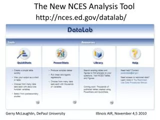 The New NCES Analysis Tool