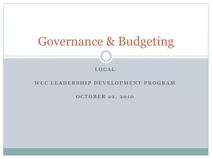 governance budgeting