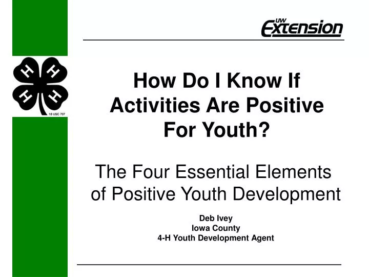 how do i know if activities are positive for youth