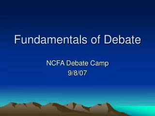 Fundamentals of Debate