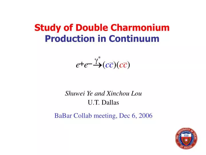 study of double charmonium production in continuum