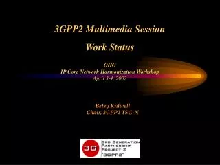 3GPP2 Multimedia Session Work Status OHG IP Core Network Harmonization Workshop April 3-4, 2002