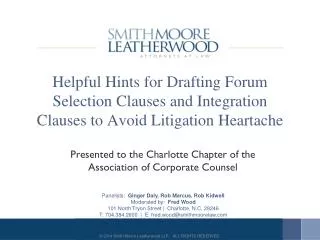 Presented to the Charlotte Chapter of the Association of Corporate Counsel
