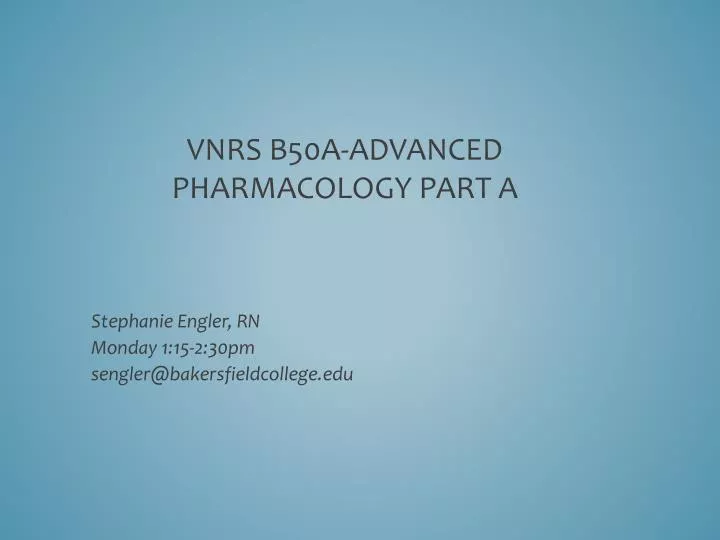 vnrs b50a advanced pharmacology part a