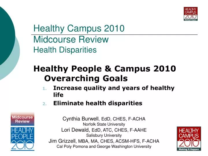 healthy campus 2010 midcourse review health disparities